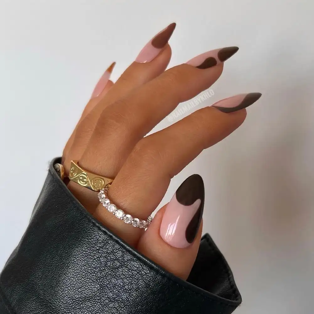 Abstract Brown Swirl Nails View