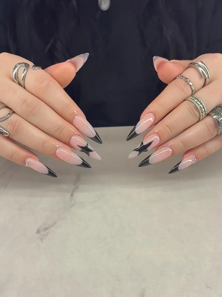Black Tip Baddie Nails View