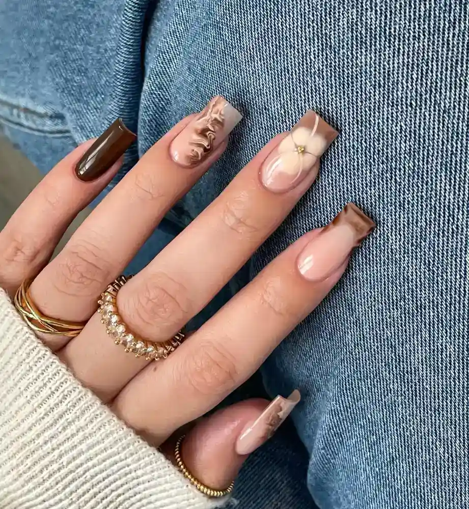 Brown Marble Nails View