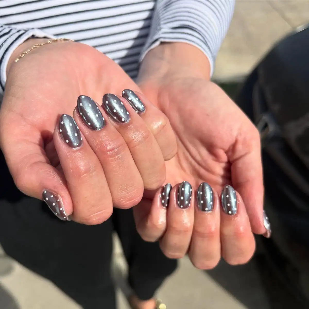 Chrome Polka Dots Nail Art Main View