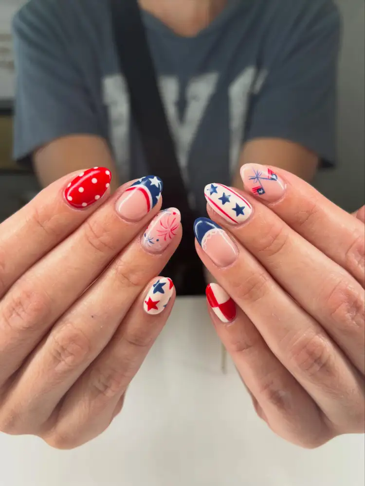 Firework Inspired 4th of July Nails View