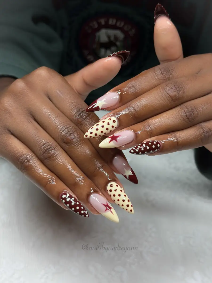 Retro Red and Yellow Mix Nail Art Main View