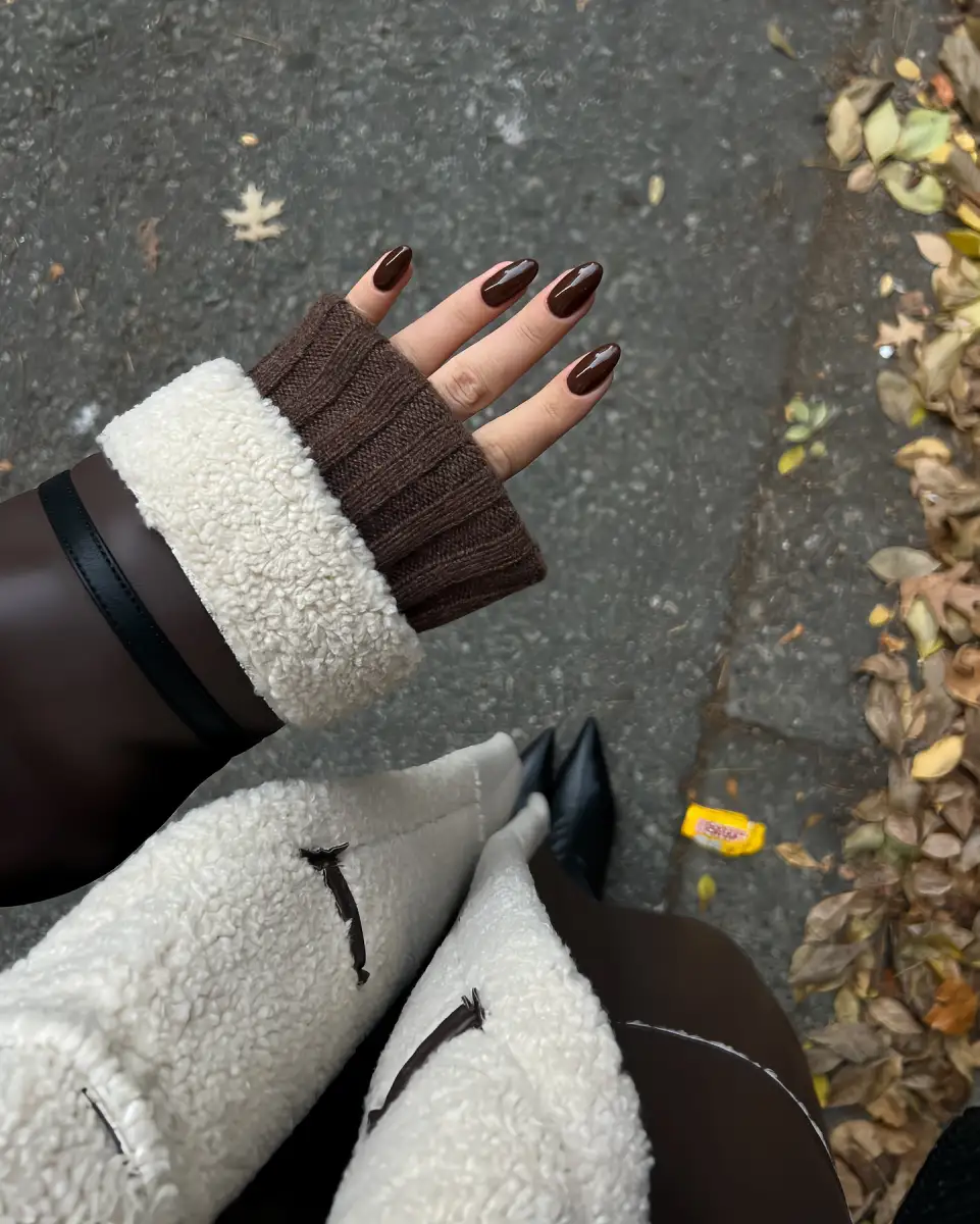 Rich Espresso Brown Nails View