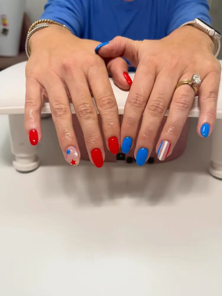 Simple Red White Blue Nails View