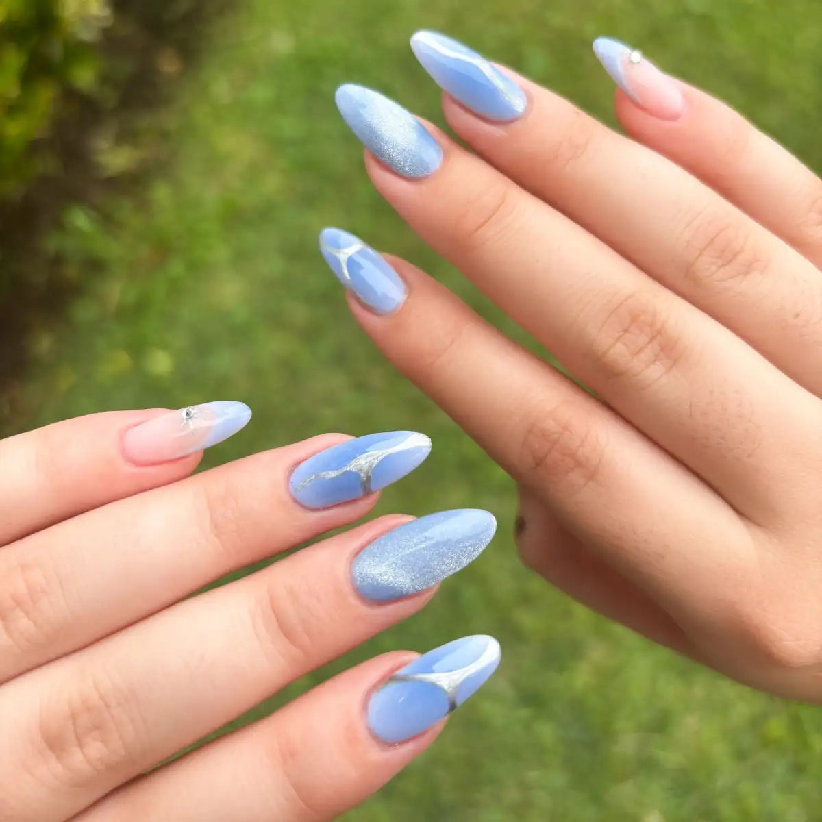 Soft Blue Sharp Details Nail Art Main View