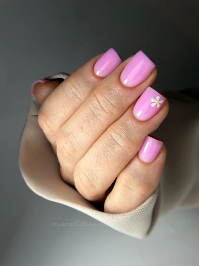 Soft Pink Square Nails View