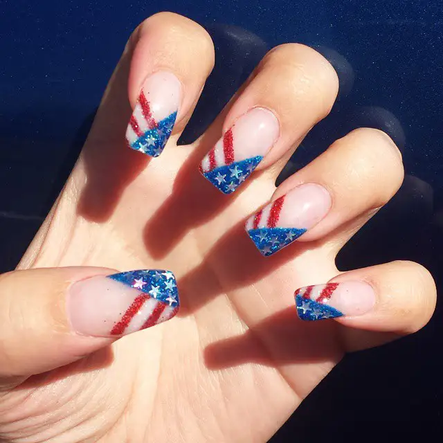 Sparkly Flag French Tips View