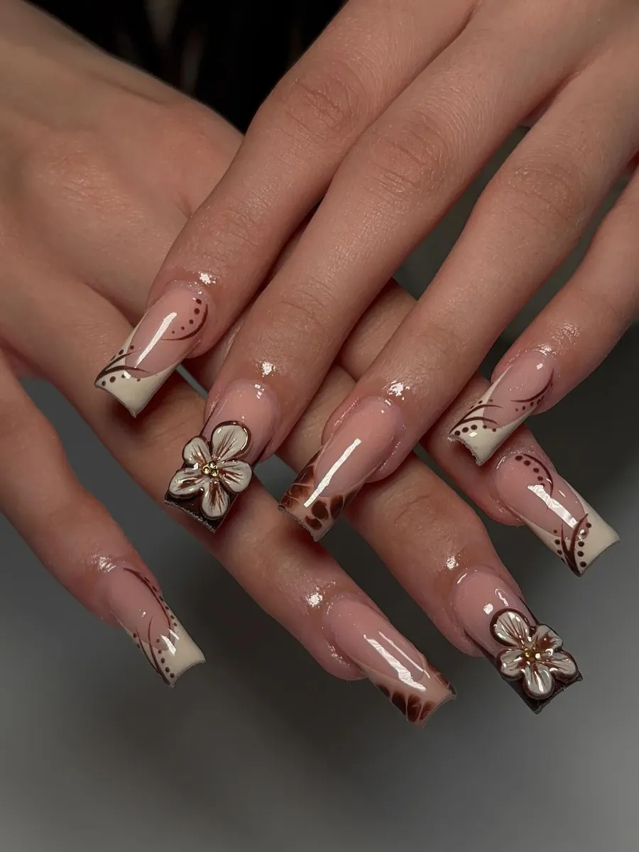 White French Tips with Brown View