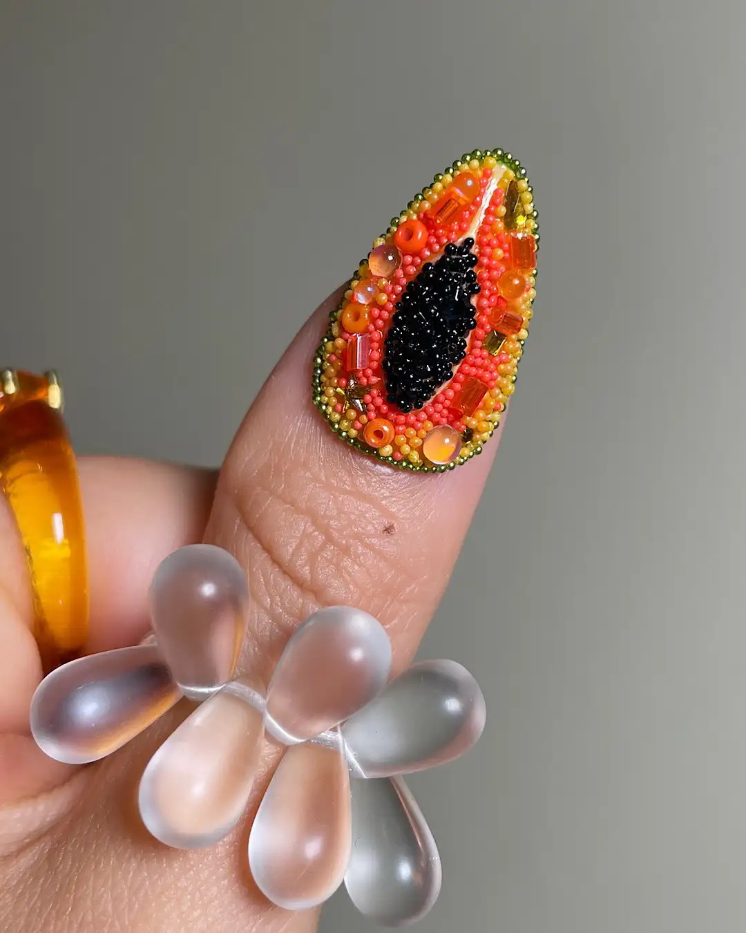 Beaded Papaya Nails Main View