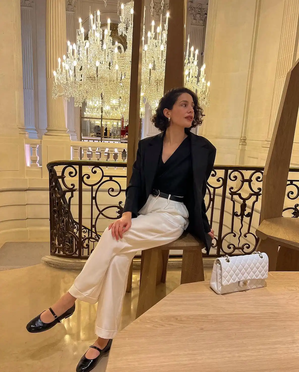 Black Blazer White Trousers Outfit