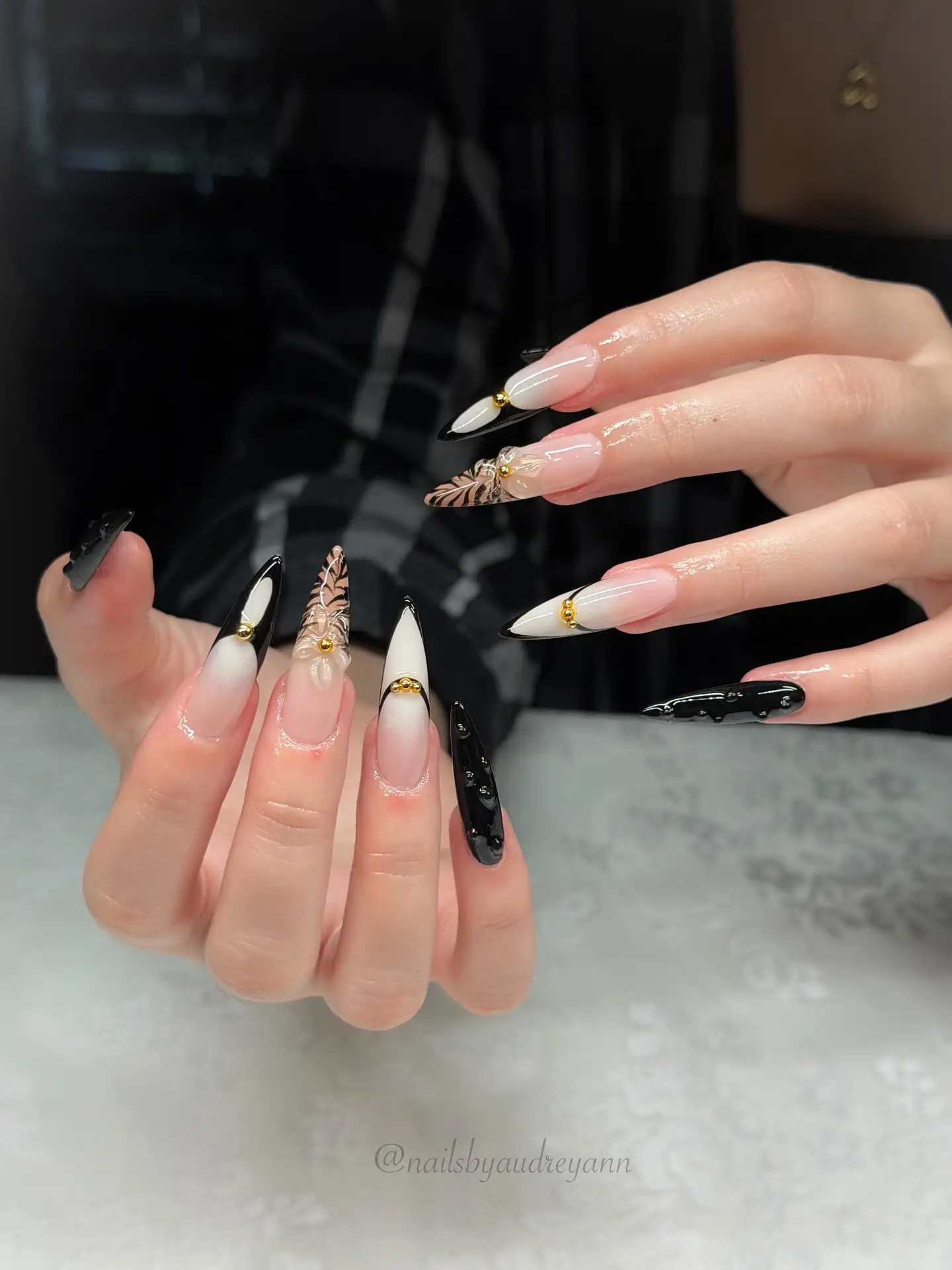 Black French Nails Thumbnail 3
