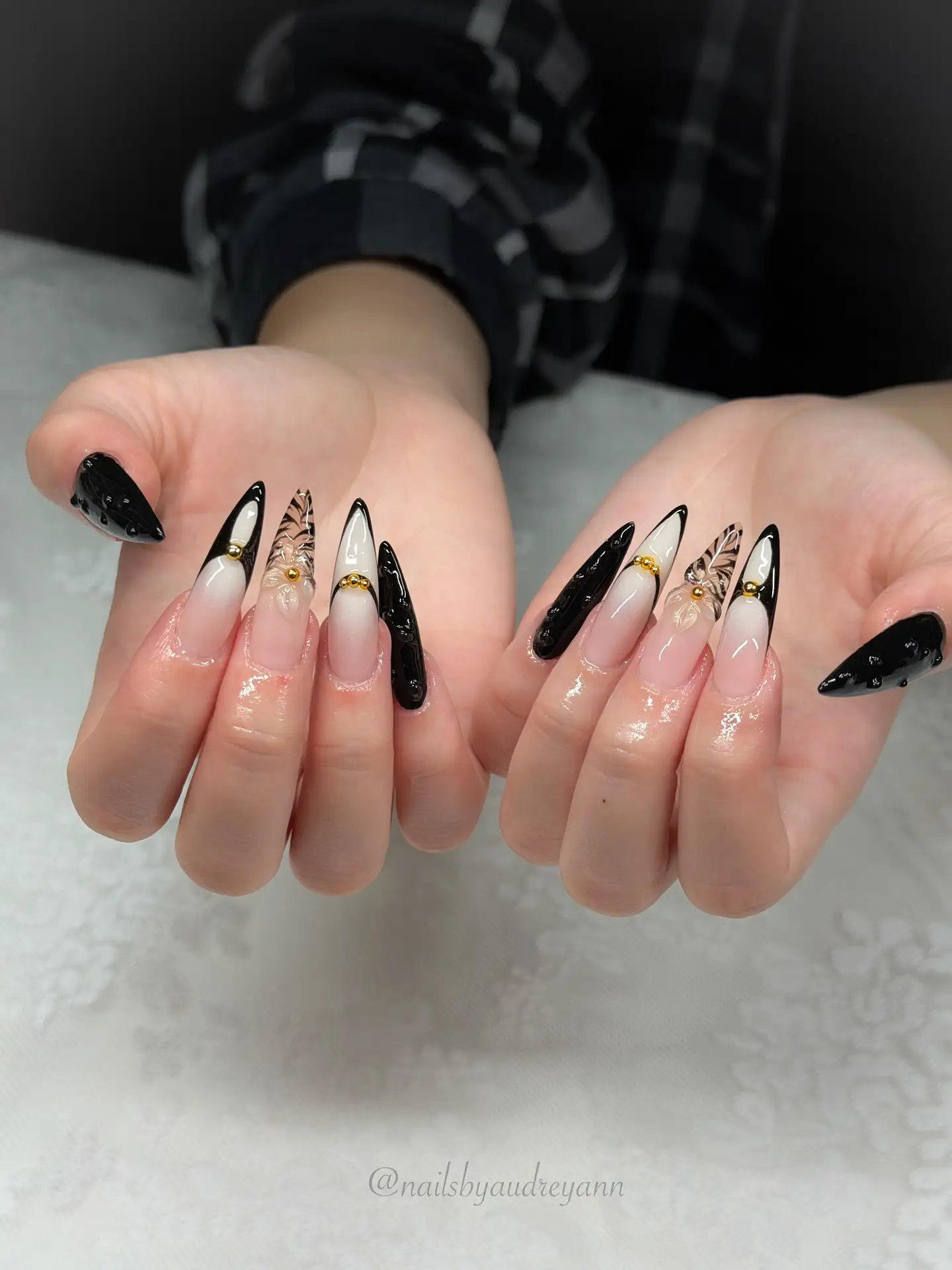 Black French Nails Thumbnail 2