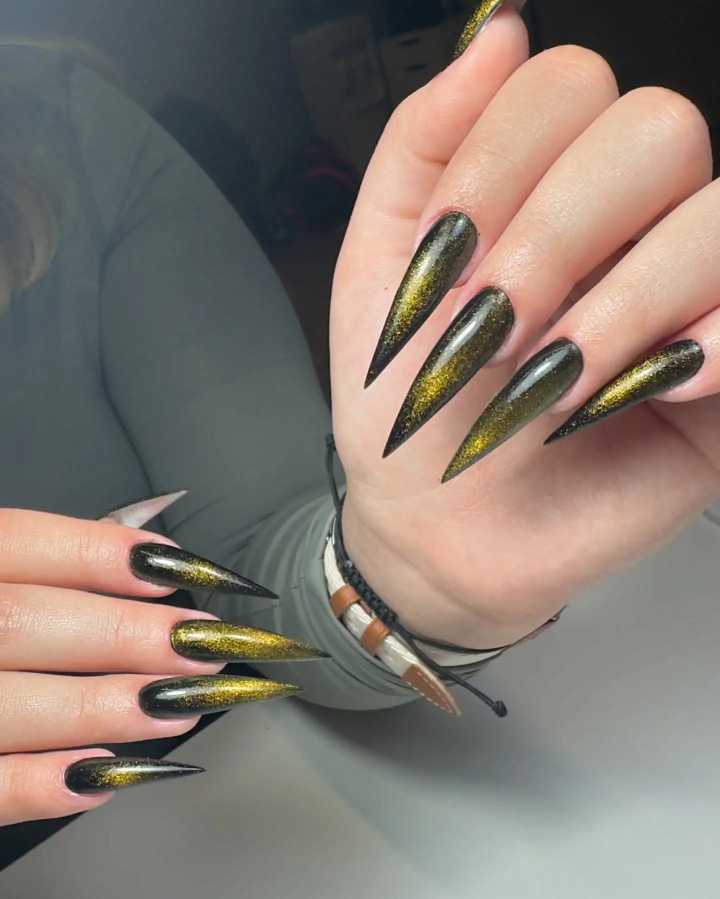 Black and Gold Cat Eye Stilettos Thumbnail 2
