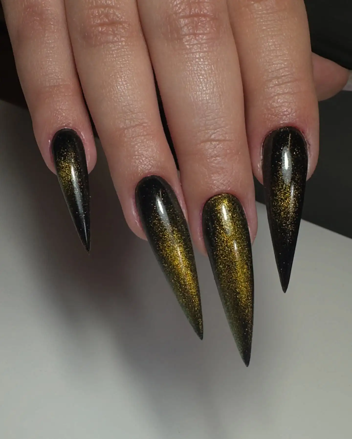 Black and Gold Cat Eye Stilettos Thumbnail 3