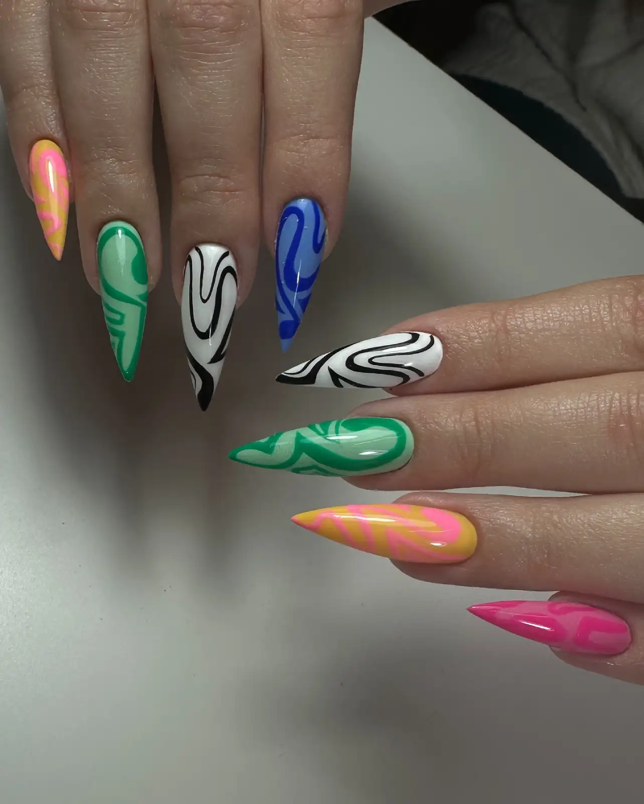 Colorful Retro Swirl Stilettos Main View