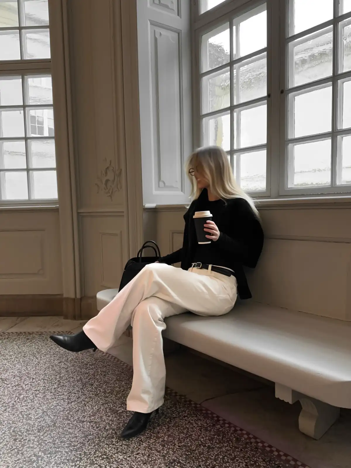 Cream Trousers Black Boots Thumbnail 4