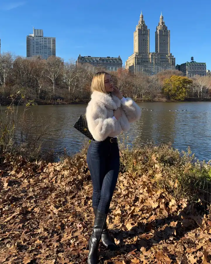 Cropped Faux Fur Skinny Jeans Thumbnail 3