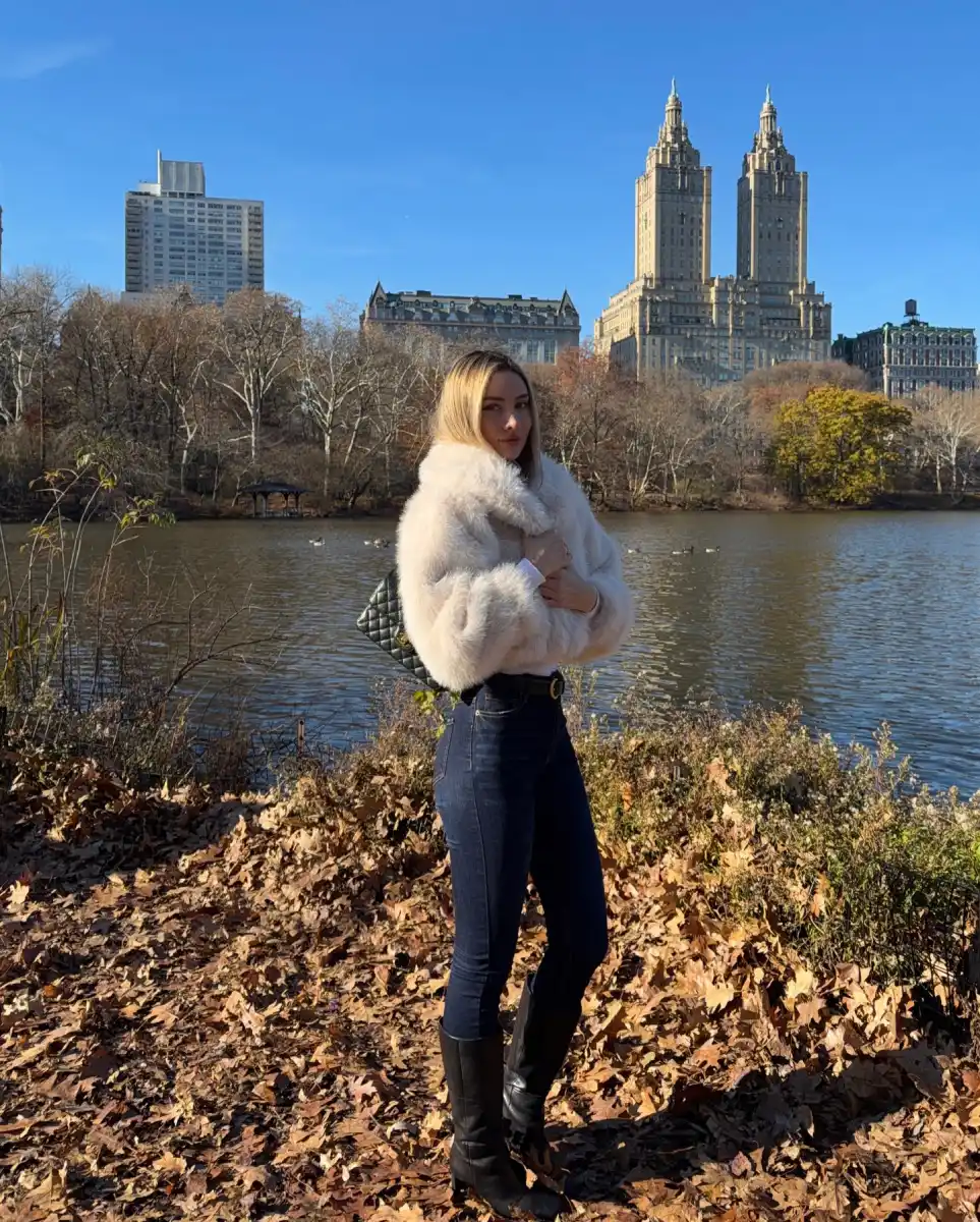 Cropped Faux Fur Skinny Jeans Main View