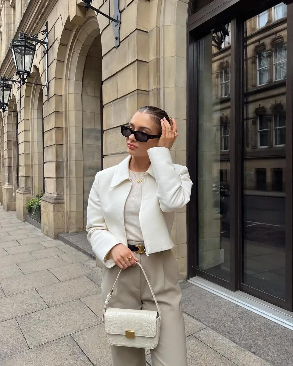 Cropped Jacket Belted Trousers Main View