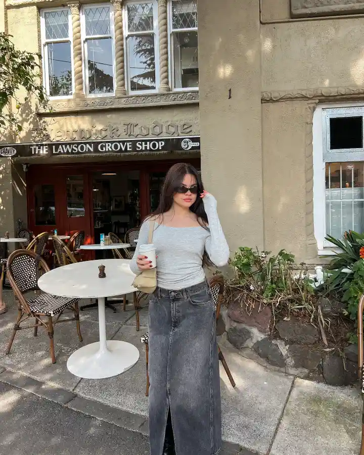 Denim Maxi with an Off-Shoulder Top Thumbnail 3
