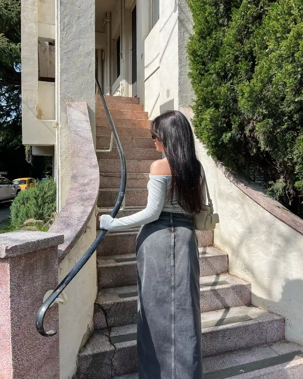 Denim Maxi with an Off-Shoulder Top Main View