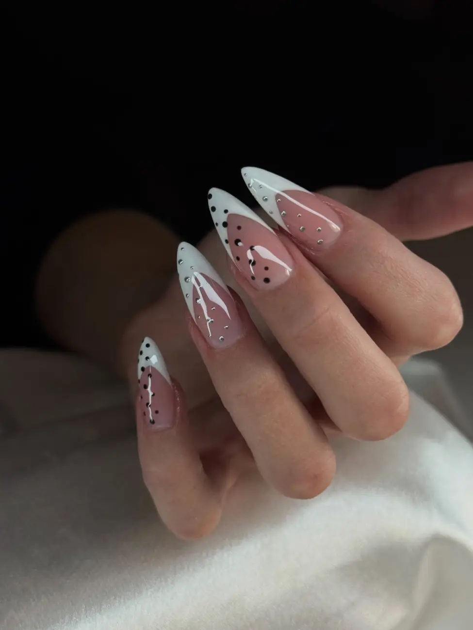 Dotted French Tips Nails Main View