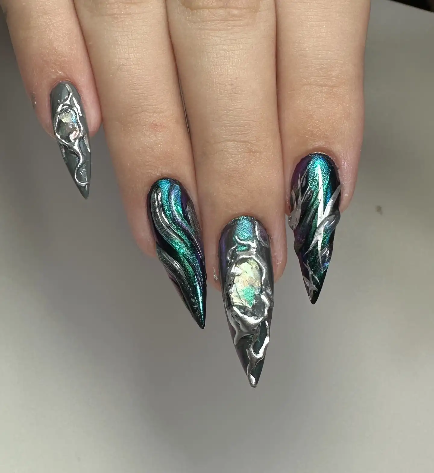 Emerald Green Molten Metal Stilettos Thumbnail 3
