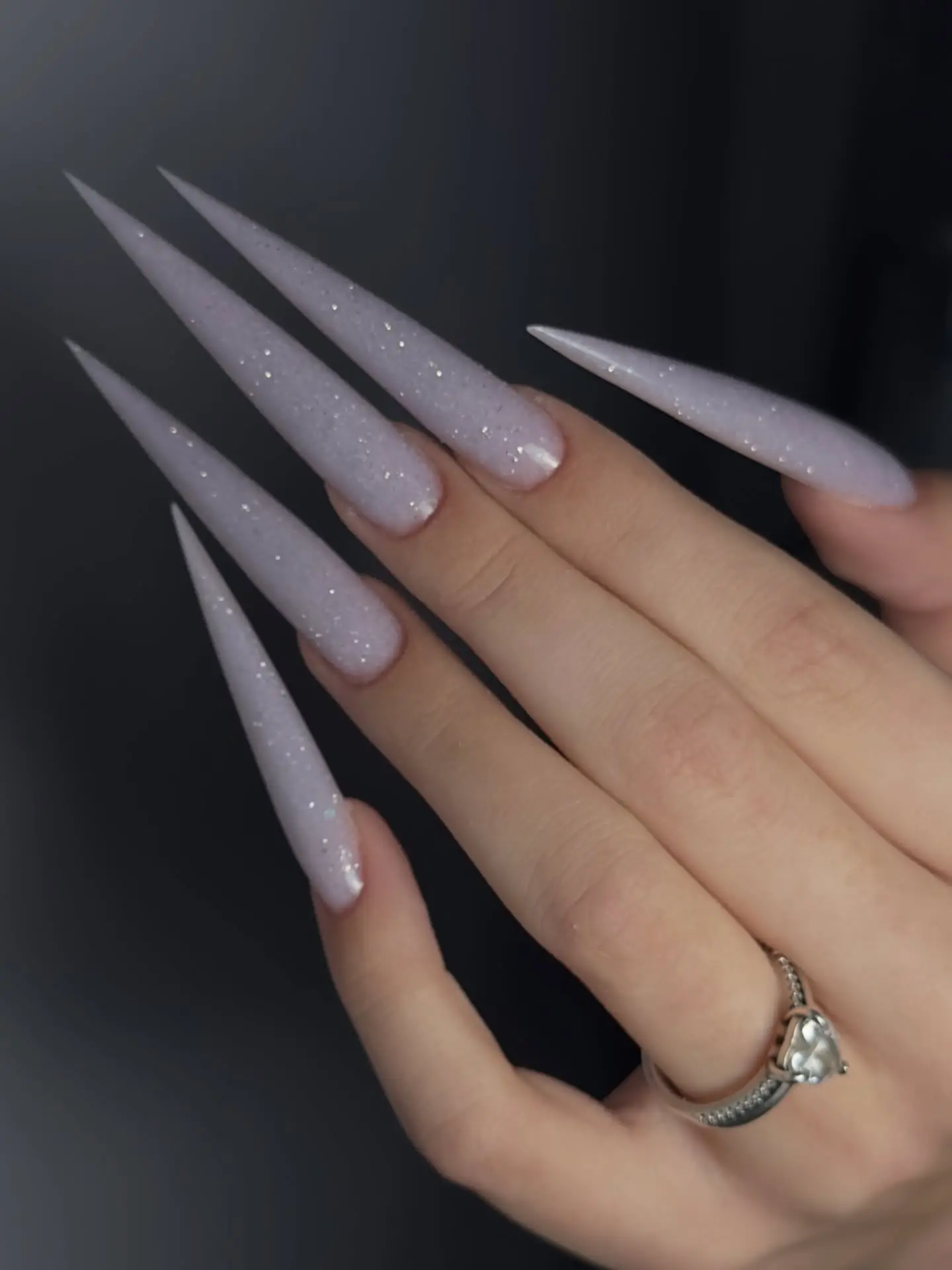 Extra Long Lilac Shimmer Stilettos Thumbnail 3