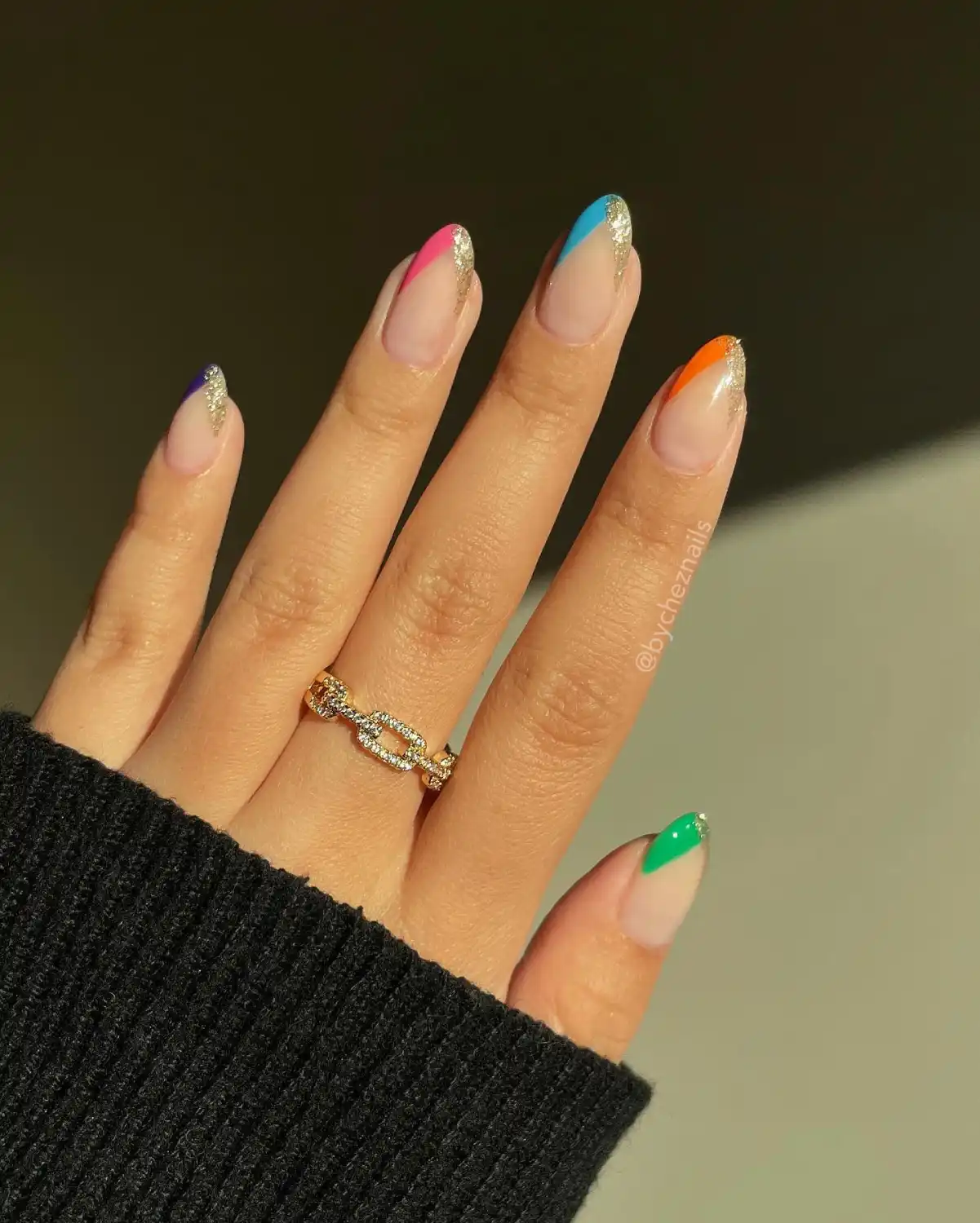 Glitter Edge Rainbow French 1