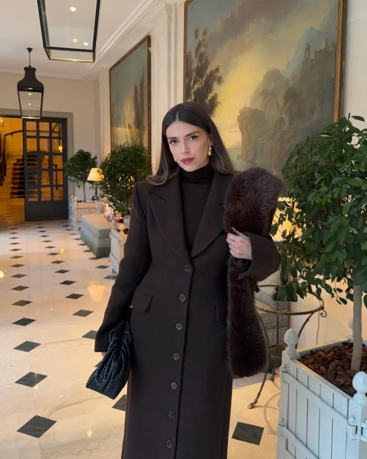Fur Draped Over One Shoulder
