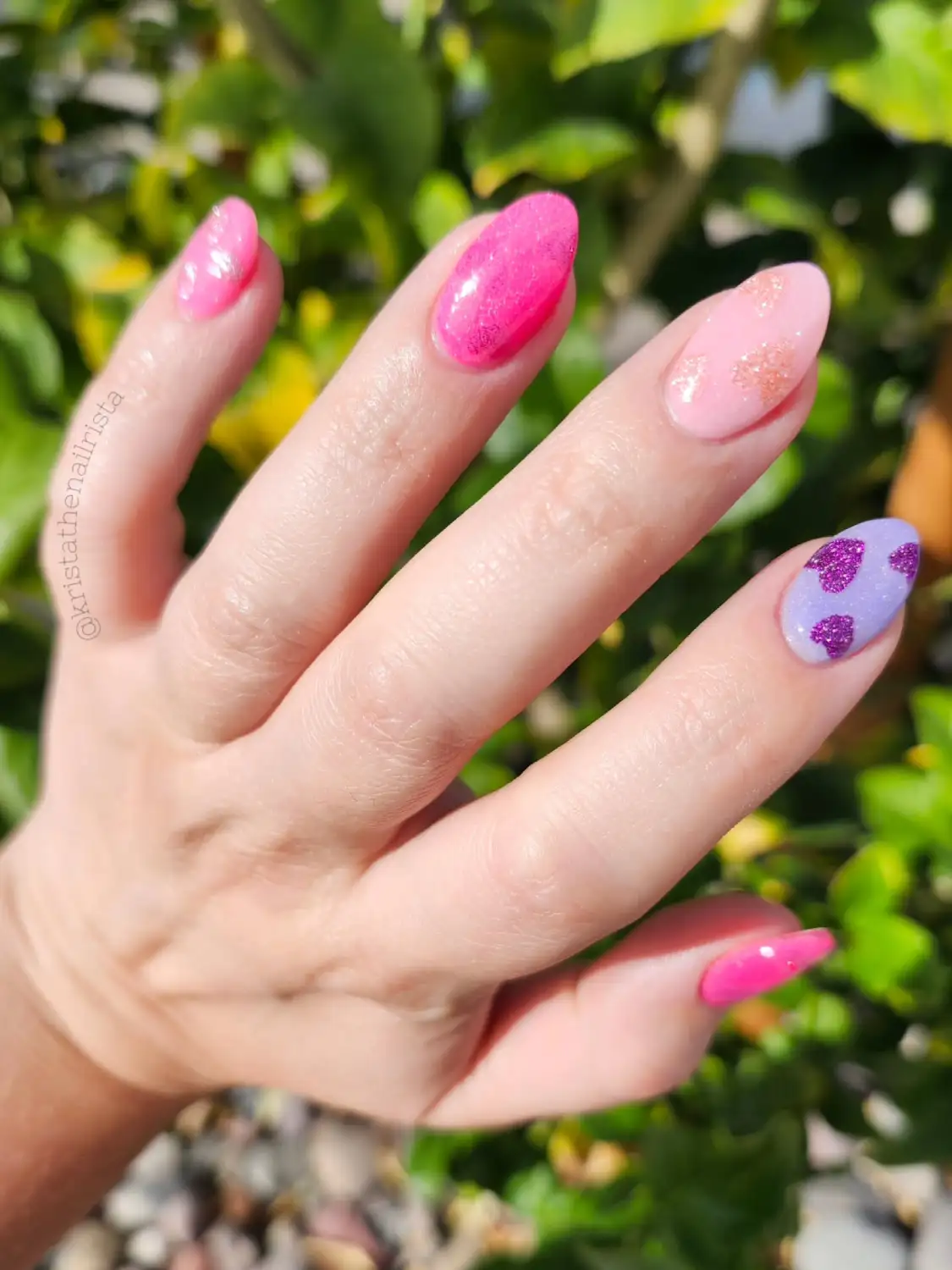 Glitter Heart Confetti Nails Art Main View