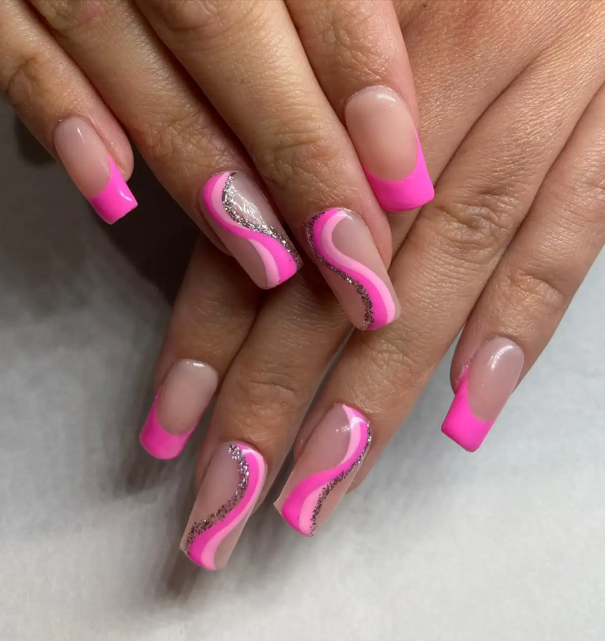 Glitter Swirl Tips Nails Thumbnail 2