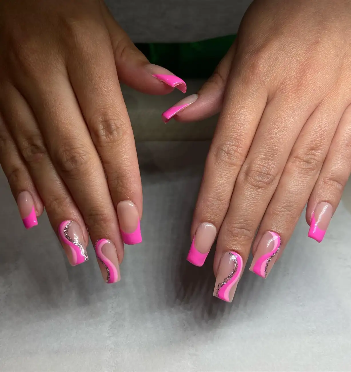 Glitter Swirl Tips Nails Art Main View