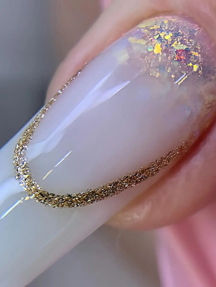 Gold Glitter Outline Nails Thumbnail 2