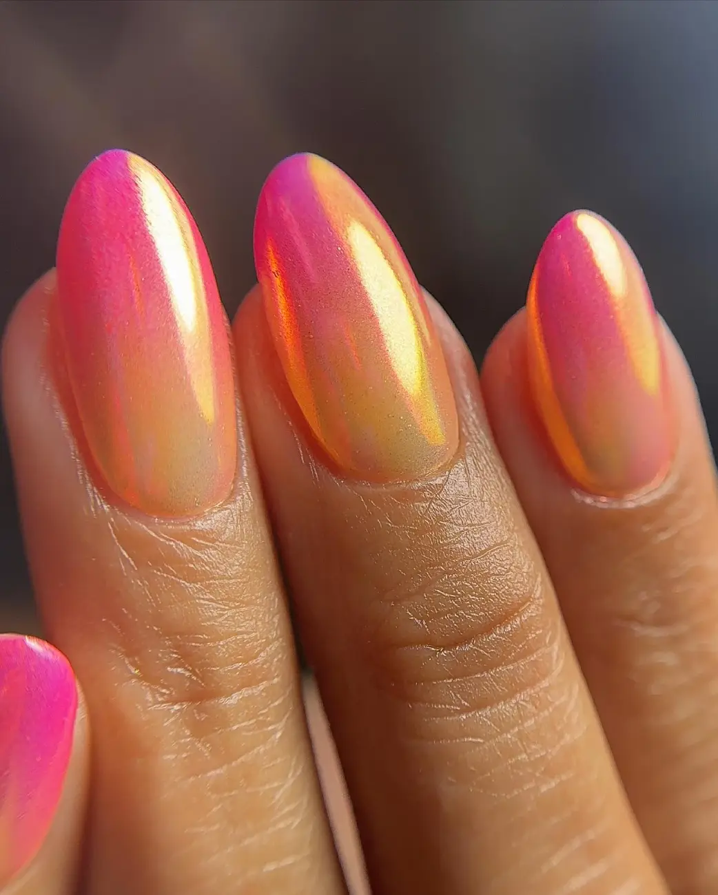 Golden Hour Chrome Nails Main View