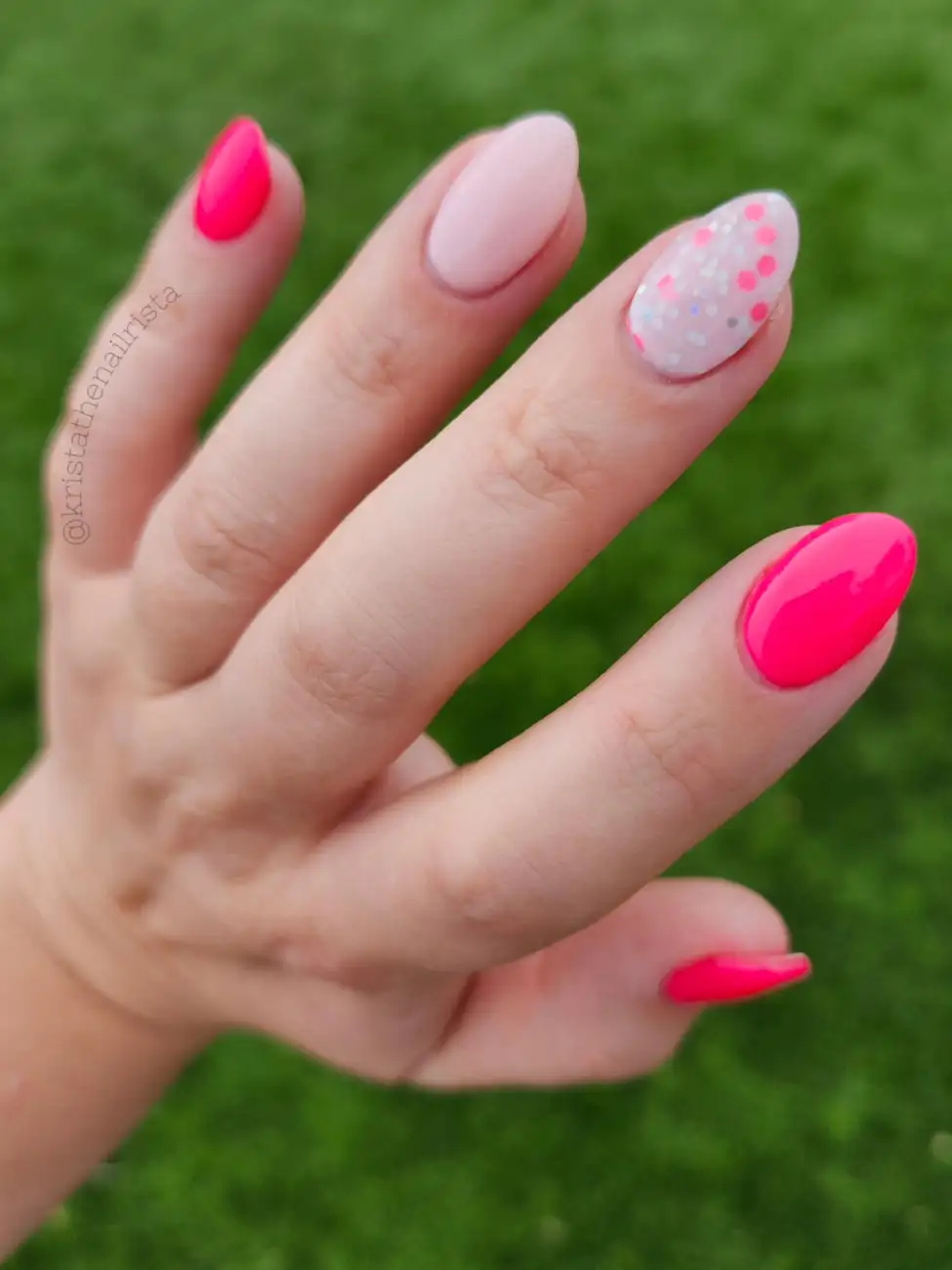 Hot Pink With a Confetti Accent Nails Thumbnail 5