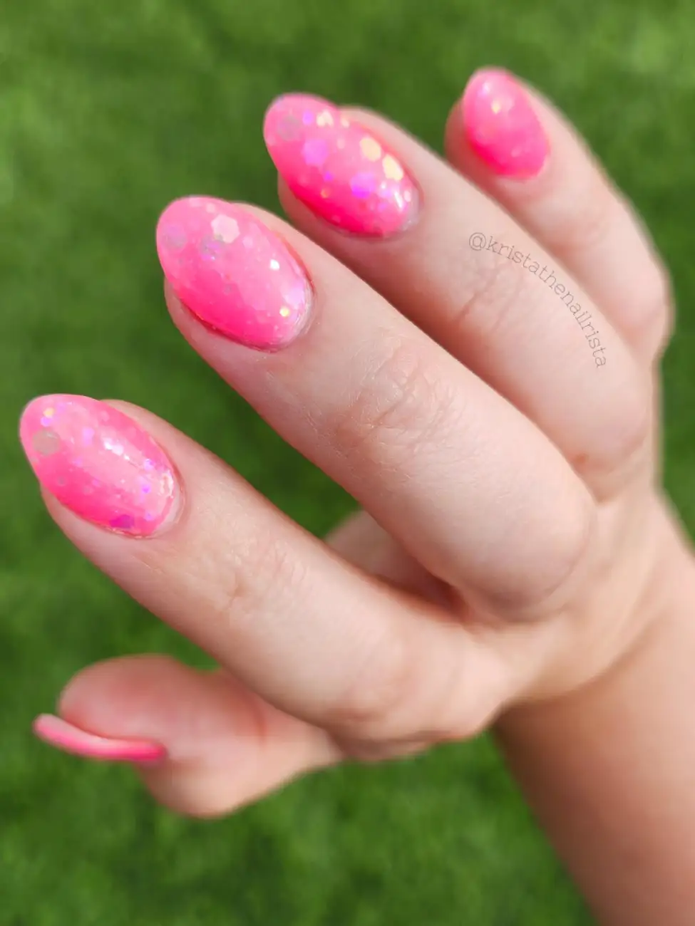 Hot Pink With a Confetti Accent Nails Thumbnail 4