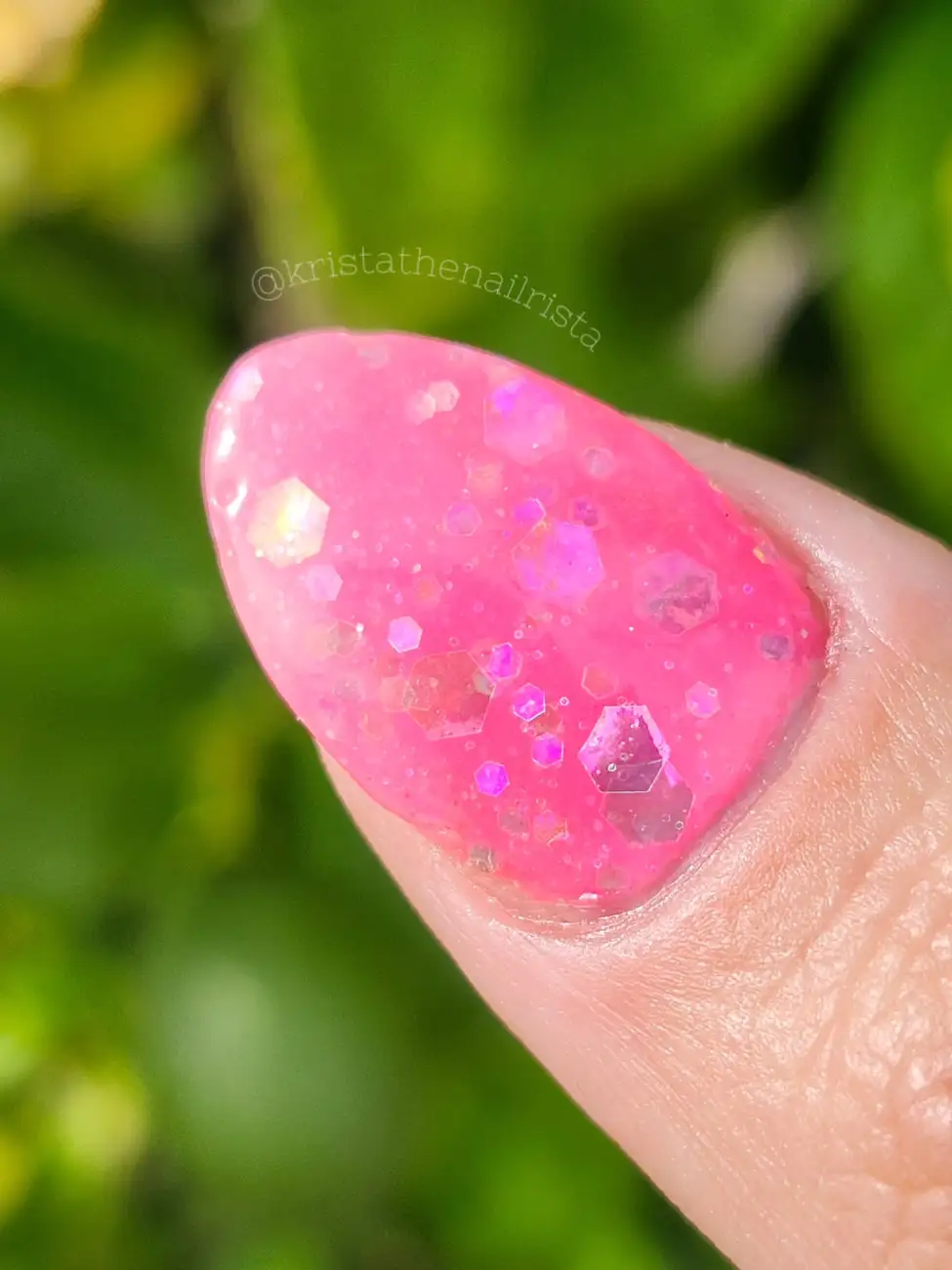 Hot Pink With a Confetti Accent Nails Thumbnail 3