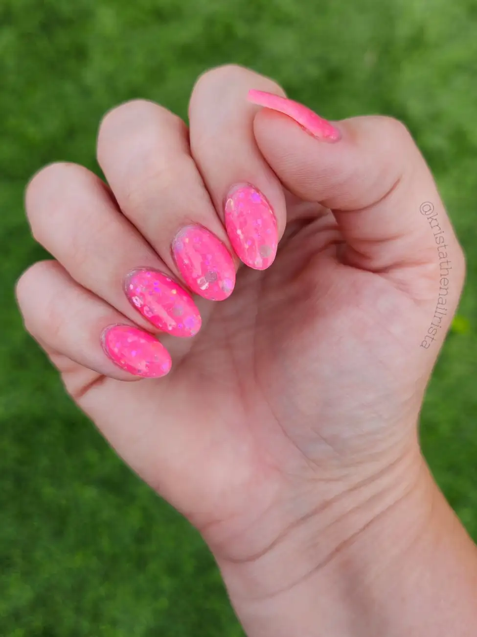 Hot Pink With a Confetti Accent Nails Thumbnail 2