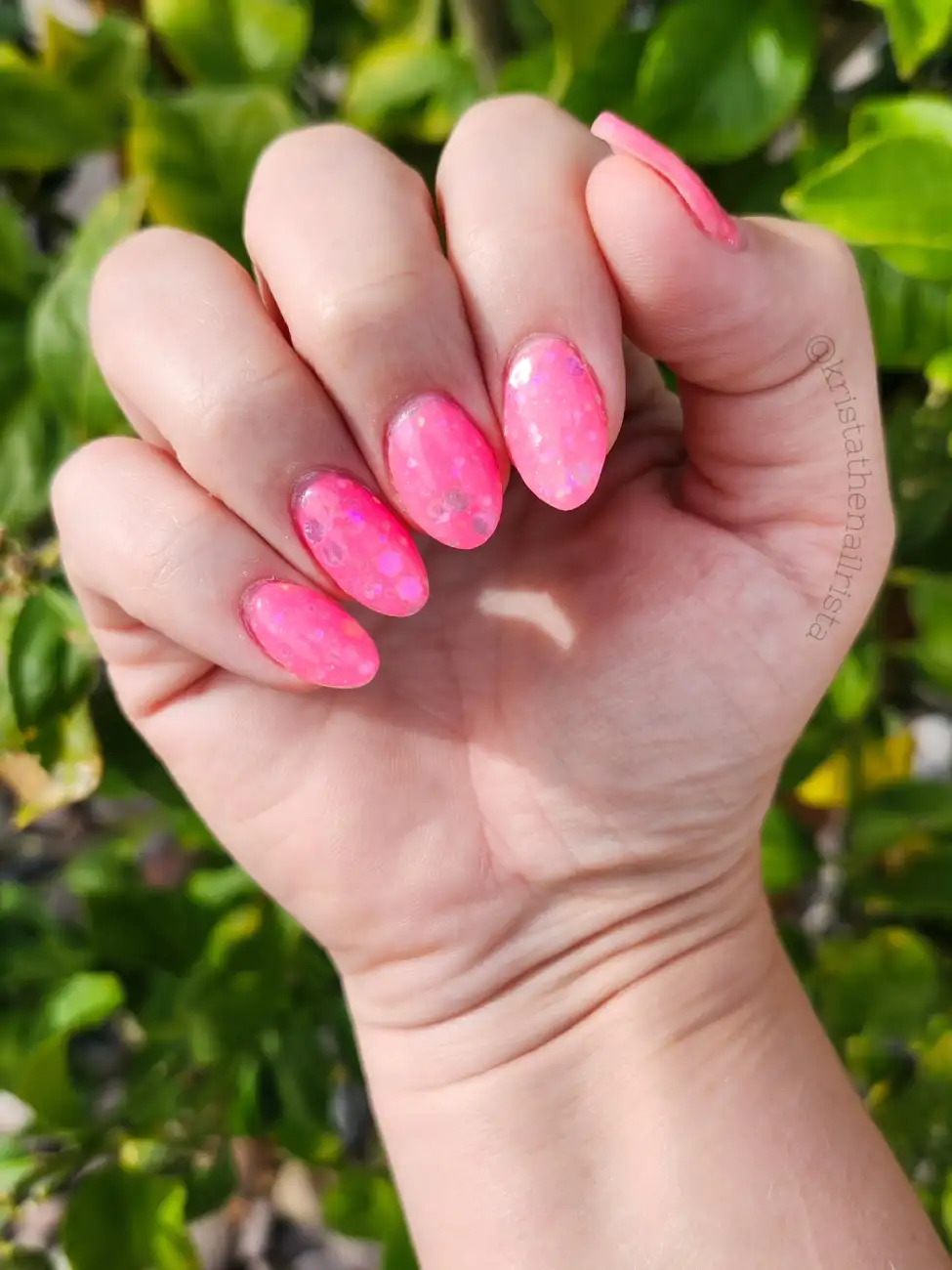 Hot Pink With a Confetti Accent Nails Art Main View