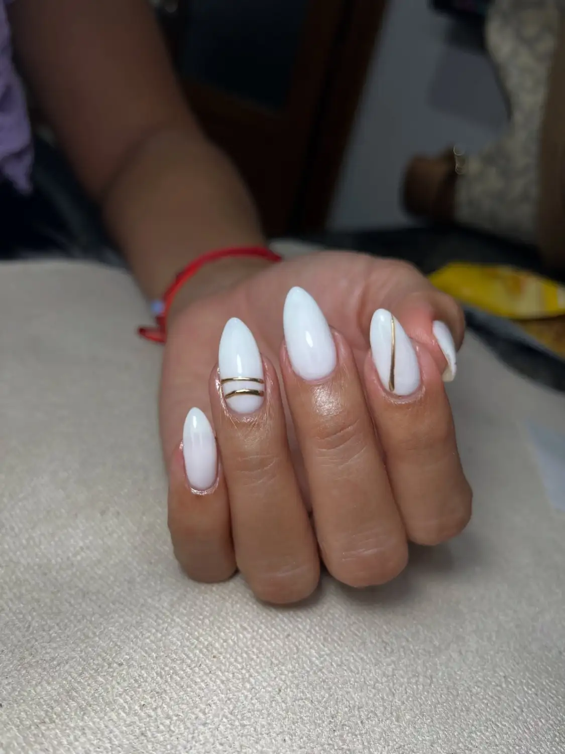 Milky Almond with Gold Line Details Thumbnail 2