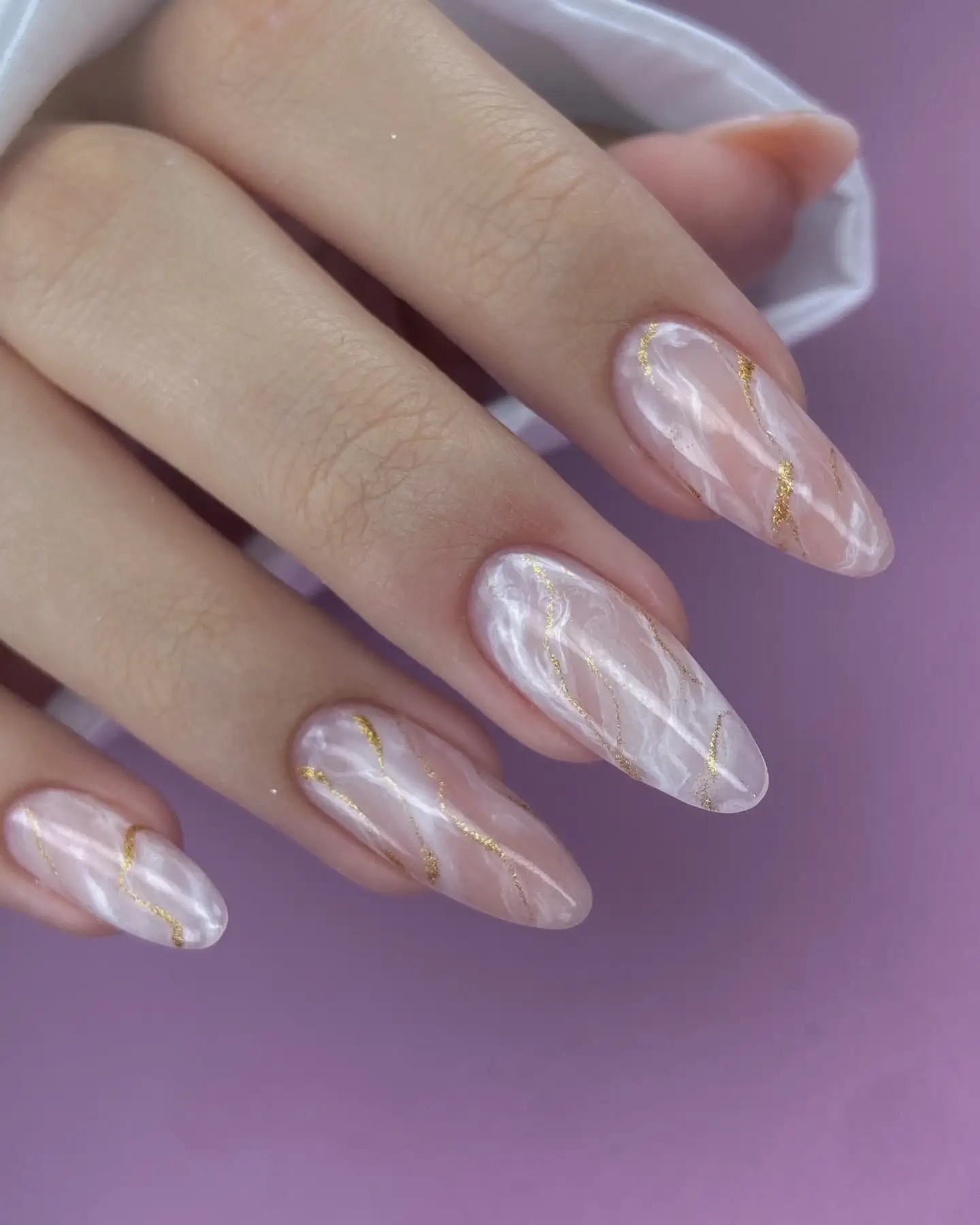 Milky Marble With Gold Thread Accents Thumbnail 3