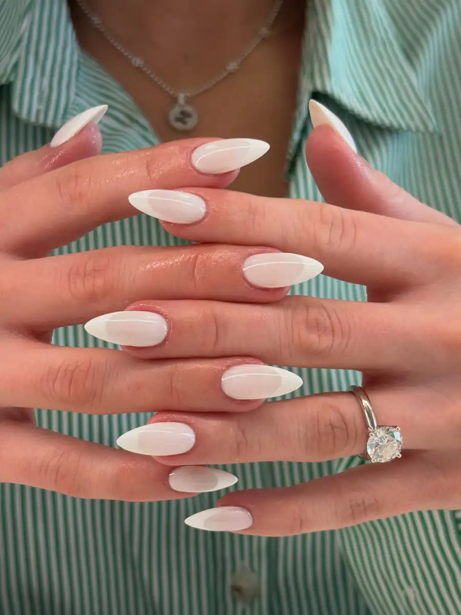Milky Stiletto French Tips Thumbnail 4