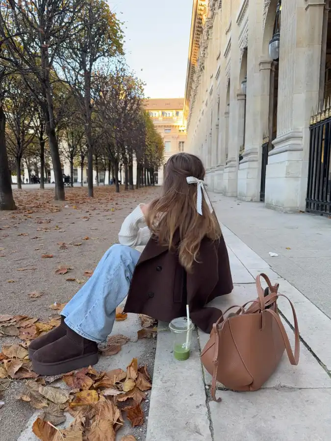 Oversized Brown Coat Wide Jeans Thumbnail 3