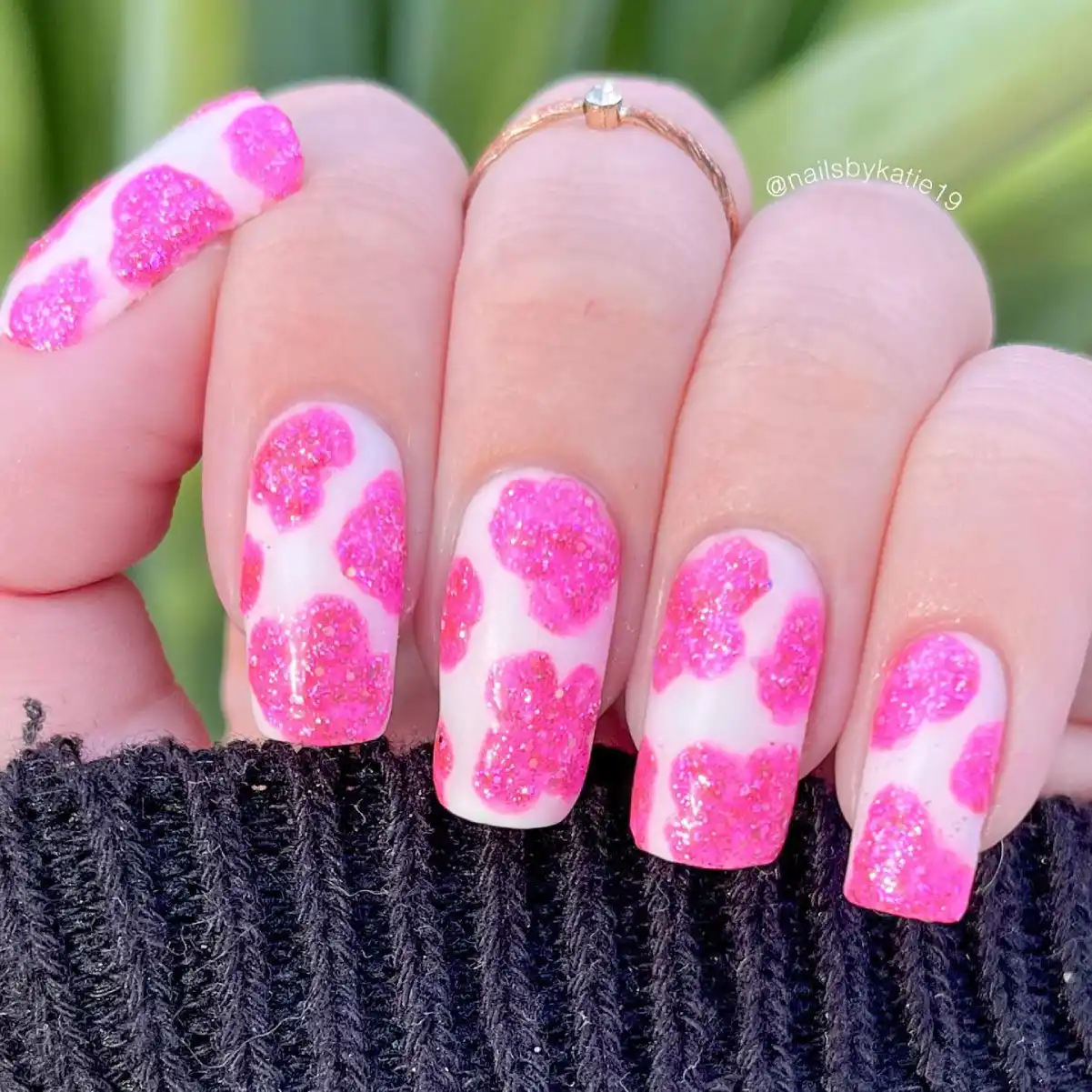 Pink Cow Print Nails Art Main View
