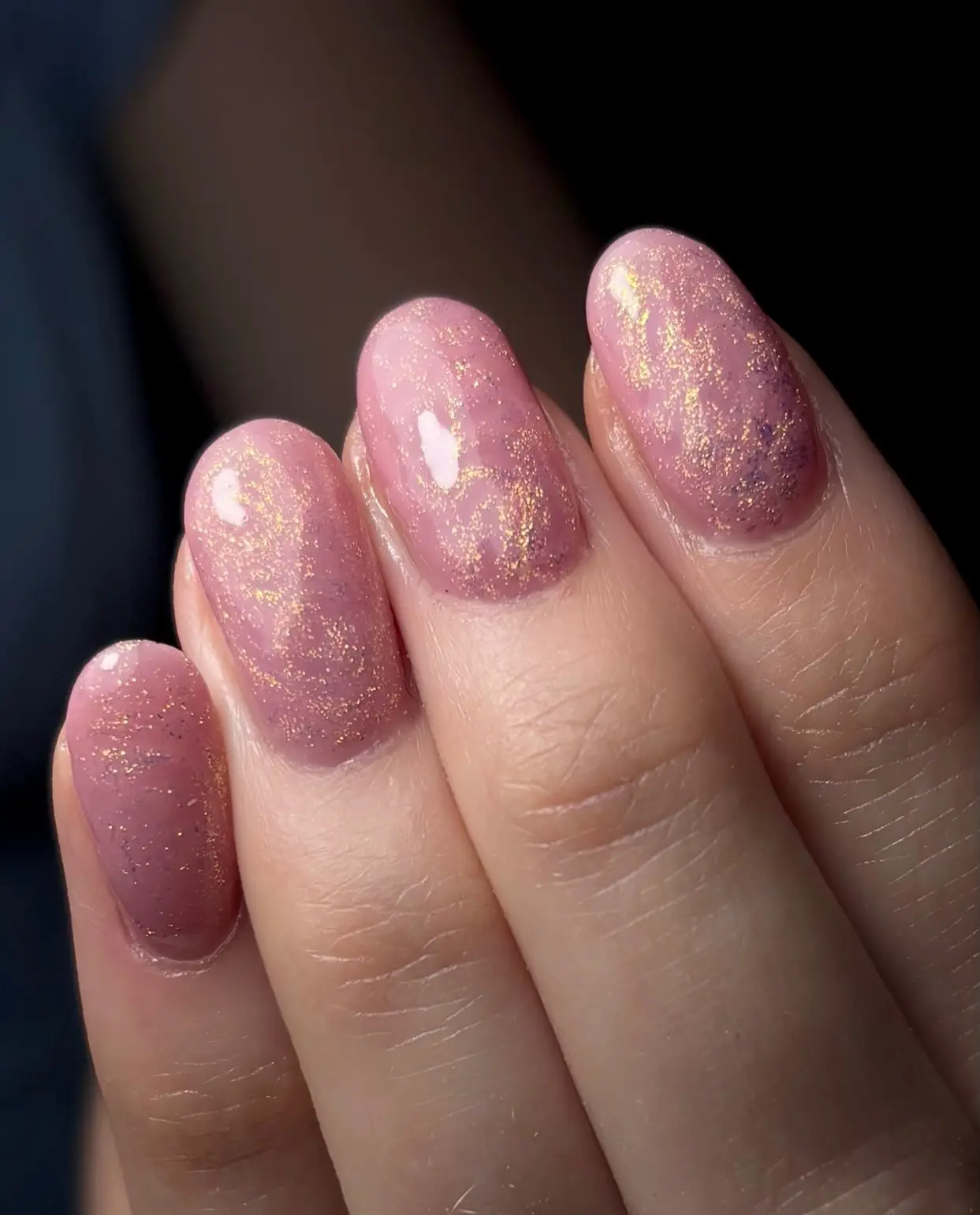 Pink Gold Shimmer Nails Main View