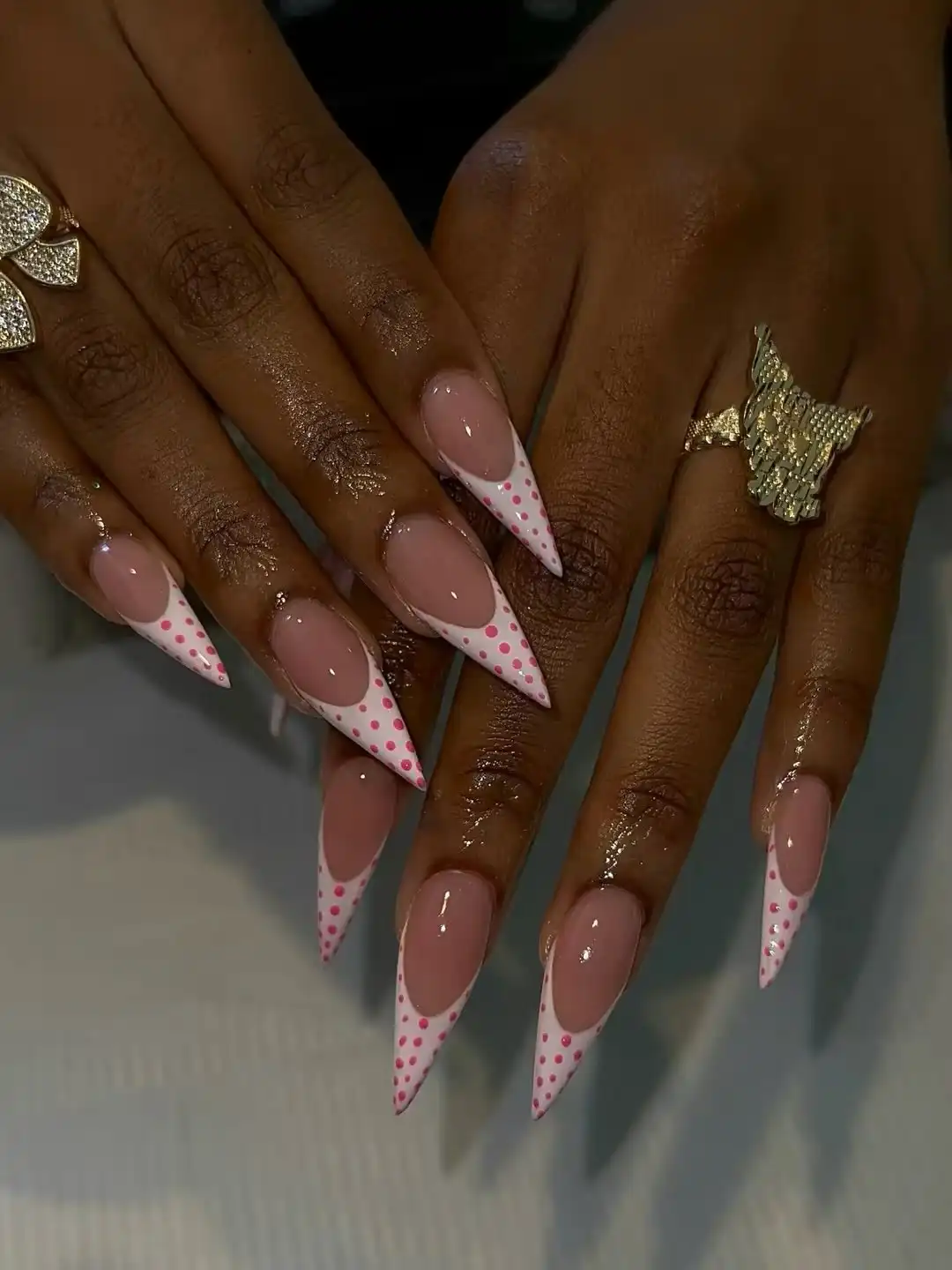 Pink Polka Dot French Stilettos Thumbnail 2