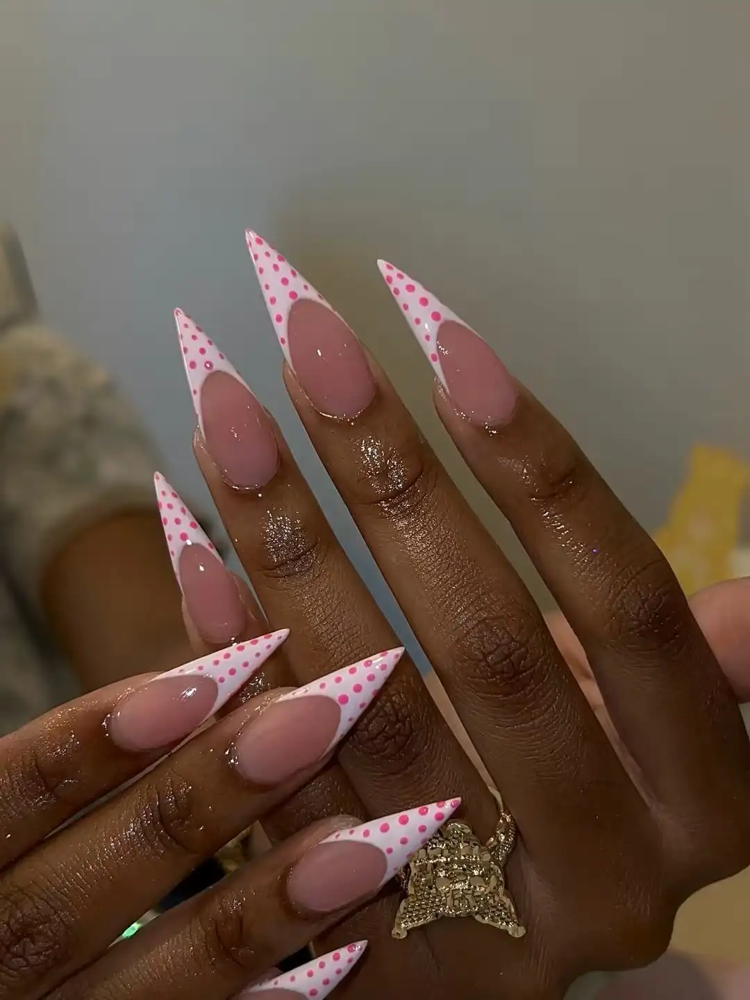 Pink Polka Dot French Stilettos Thumbnail 3