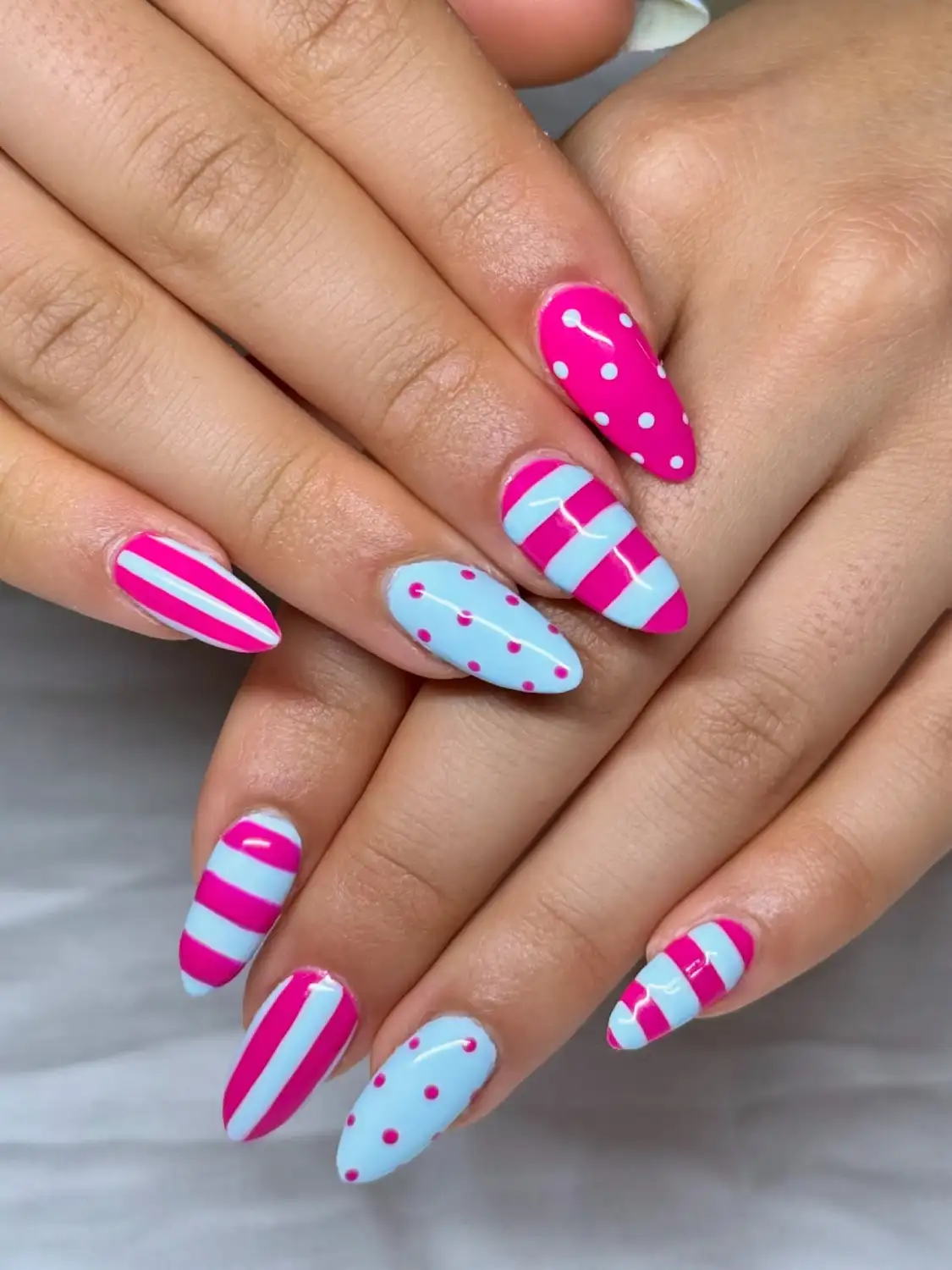 Pink and Baby Blue Nails Thumbnail 2