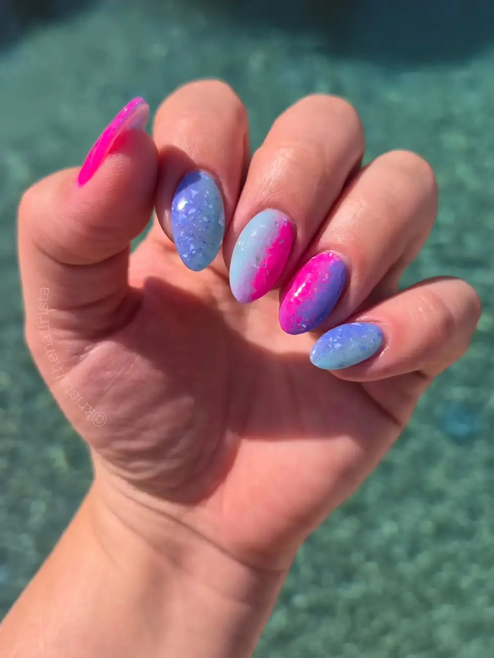 Pink and Blue Cotton Candy Nails Thumbnail 4